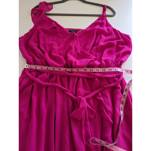 City Chic Dress Maxi Ruffle Flirty Detail Shock Pink Boho Feminine Sexy Size 18 - Picture 14 of 15